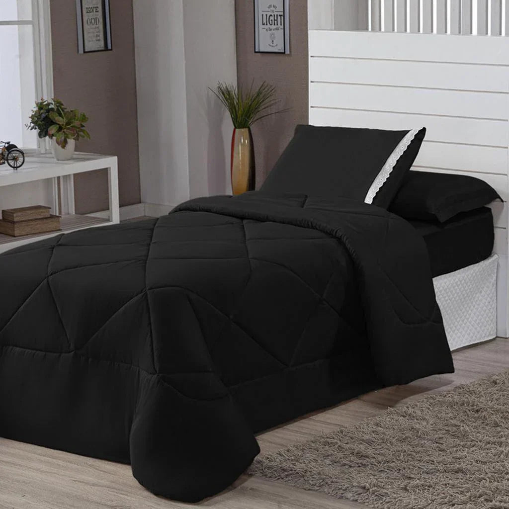 Kit Edredom Solteiro Dupla Face 4 Peças