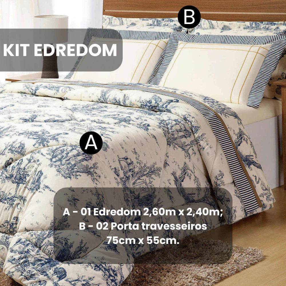 Kit COMPLETO 09 Peças EDREDOM + COBRE LEITO + LENÇOL