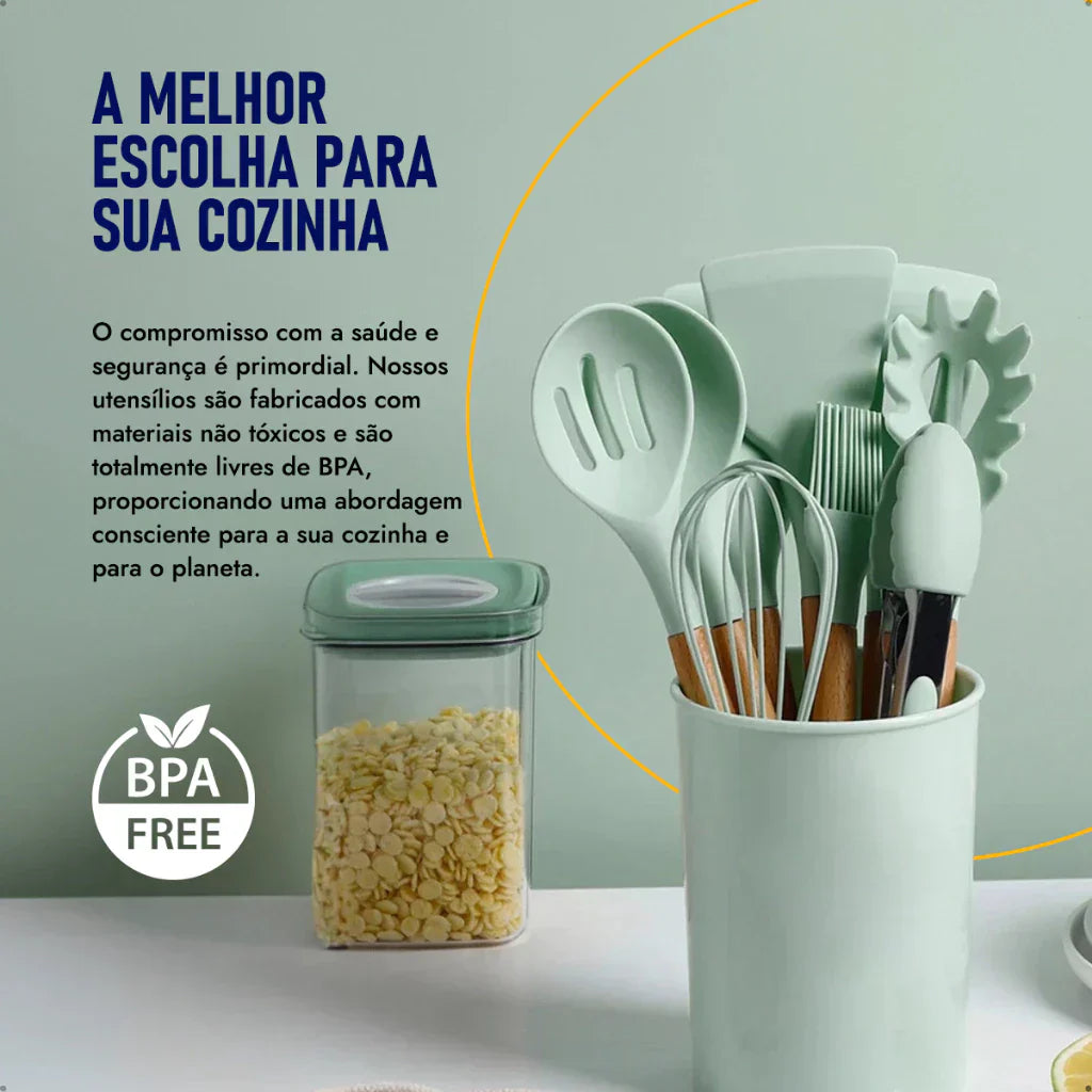 Kit Utensílios de Cozinha em Silicone