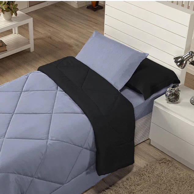 Kit Edredom Solteiro Dupla Face 4 Peças