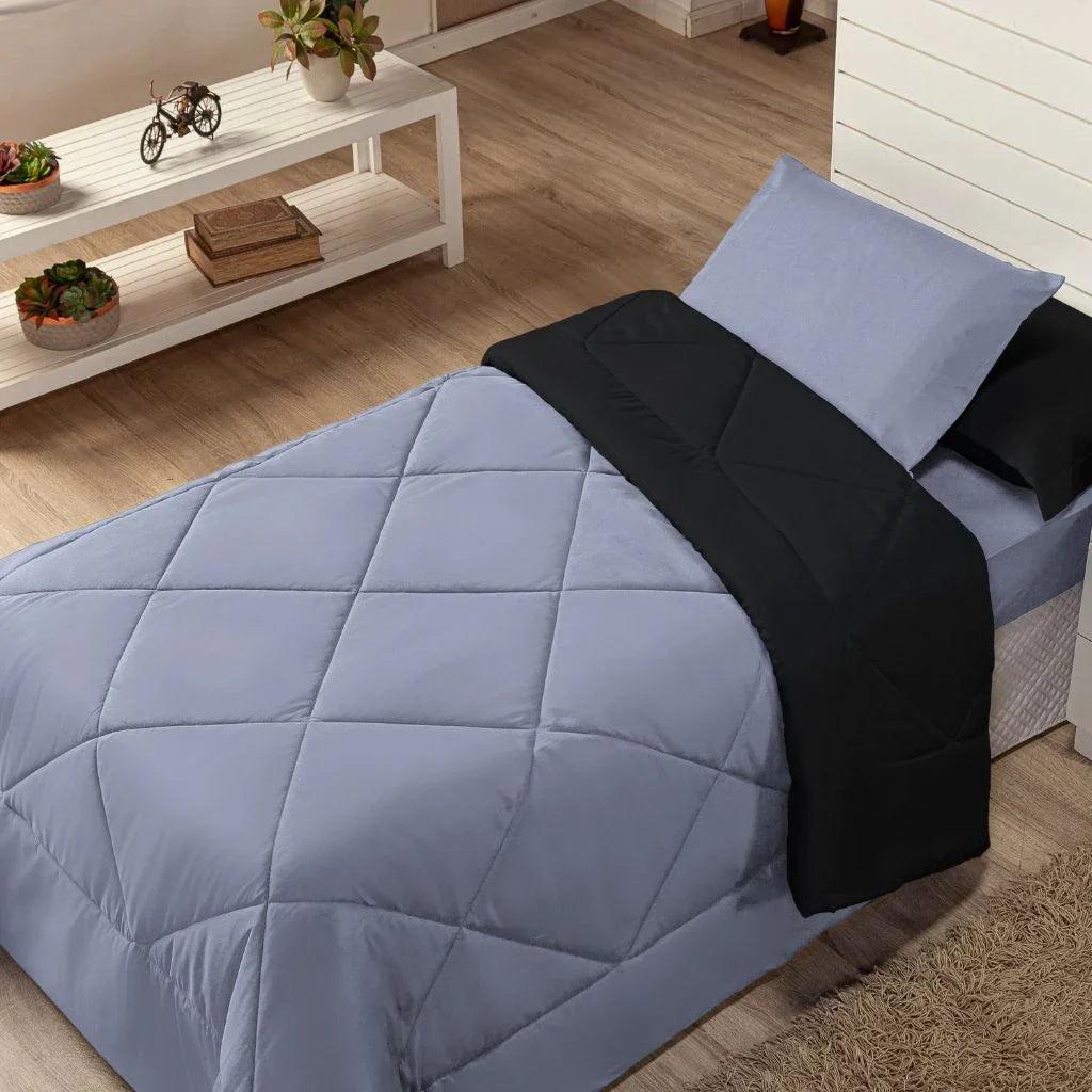 Kit Edredom Solteiro Dupla Face 4 Peças