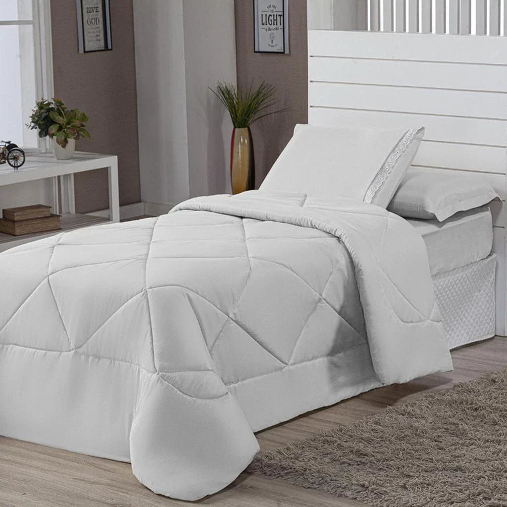 Kit Edredom Solteiro Dupla Face 4 Peças