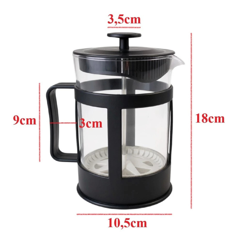Cafeteira Prensa Francesa em Vidro com Filtro Inox