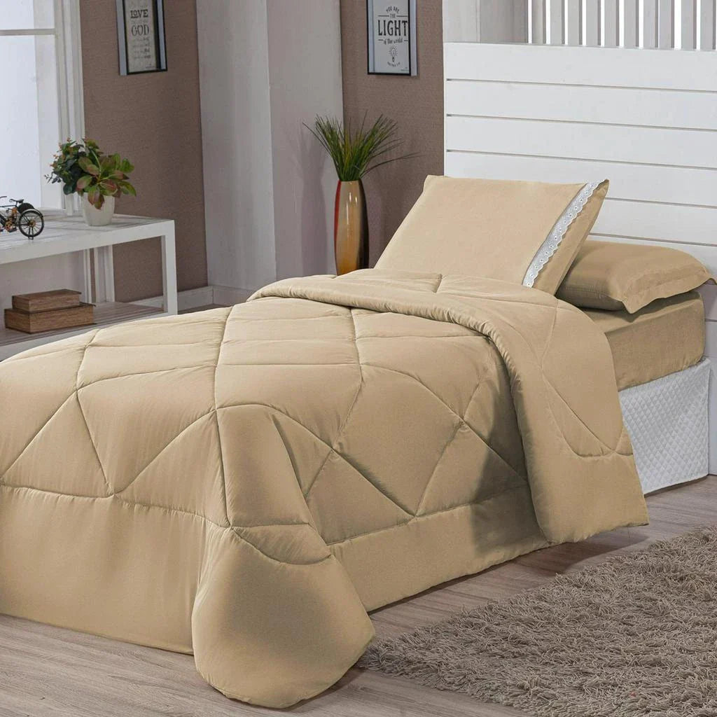 Kit Edredom Solteiro Dupla Face 4 Peças