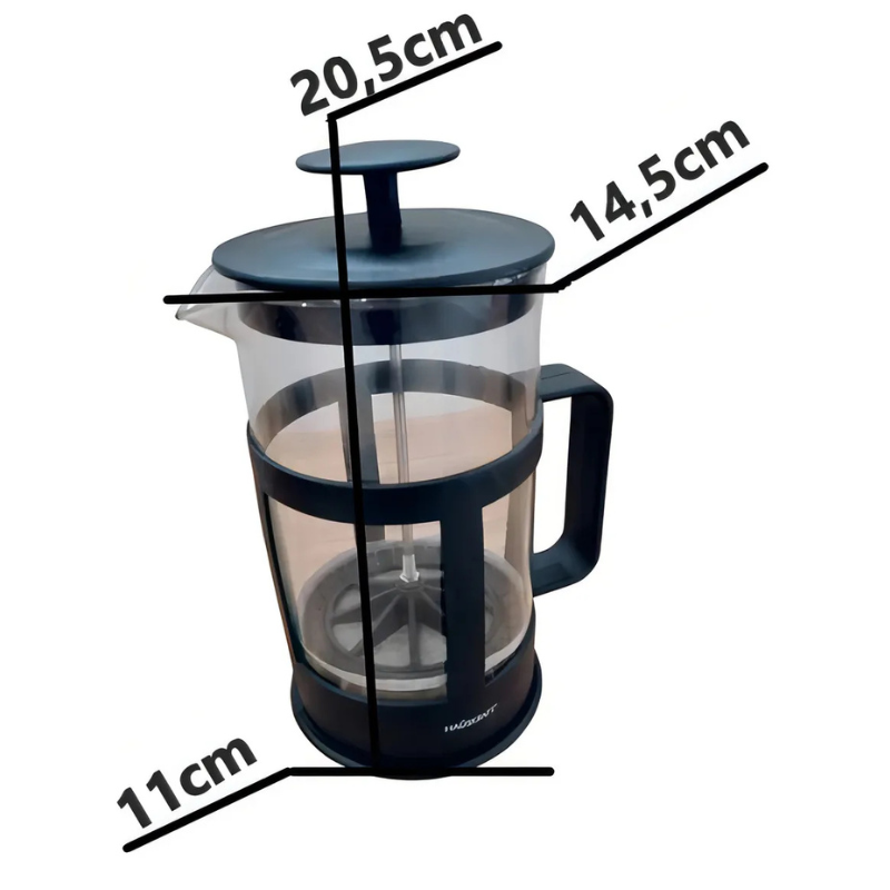 Cafeteira Prensa Francesa em Vidro com Filtro Inox