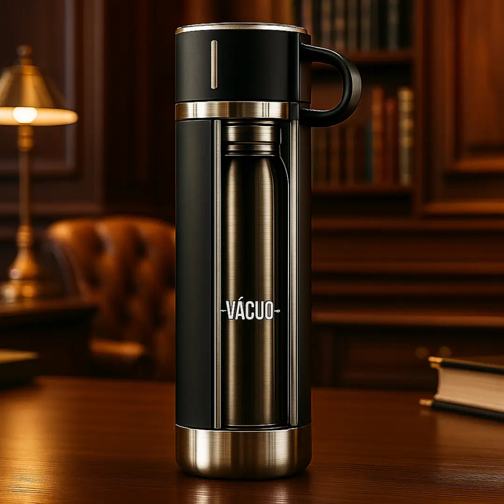ThermoHeat Inox - Garrafa Térmica 500ml + 3 Xícaras Exclusivas - Entrega Grátis