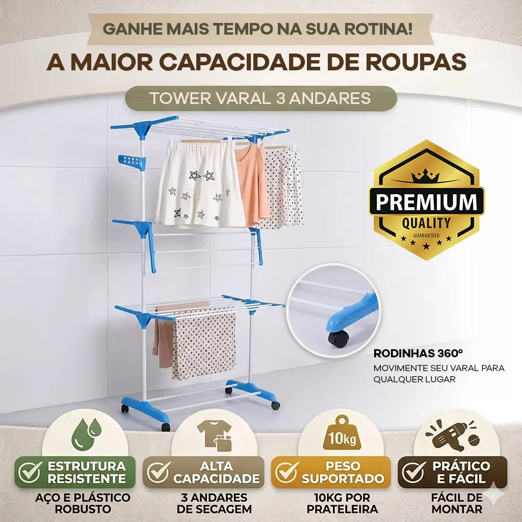 Tower Varal 3 Andares - Sou de Casa