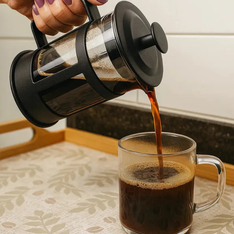Cafeteira Prensa Francesa em Vidro com Filtro Inox