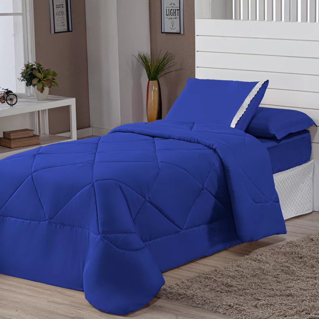 Kit Edredom Solteiro Dupla Face 4 Peças