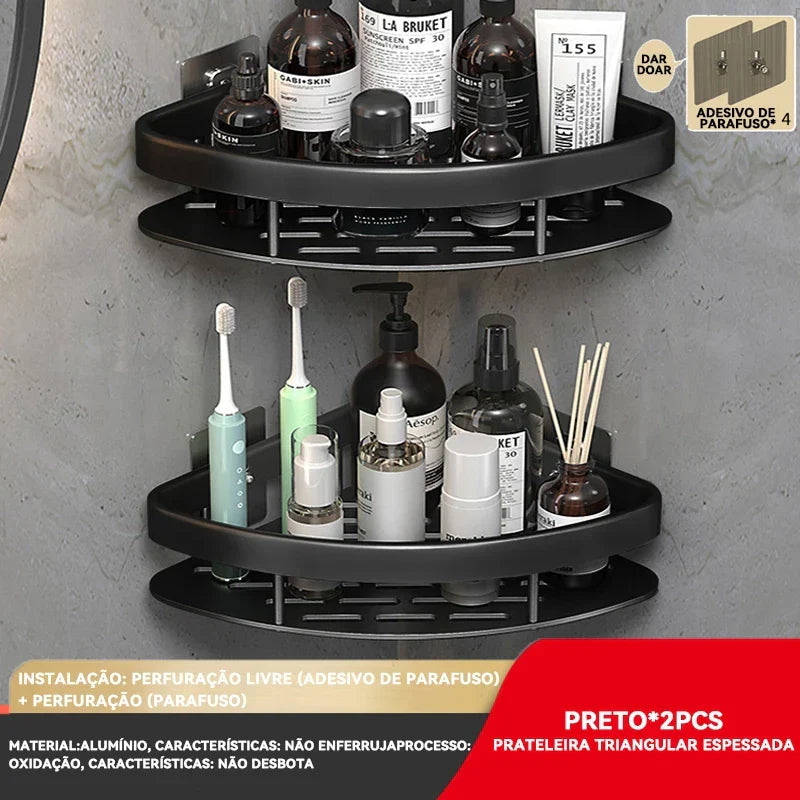KIT 2 Suporte De Shampoo Prateleiras De Banheiro Sem Furo