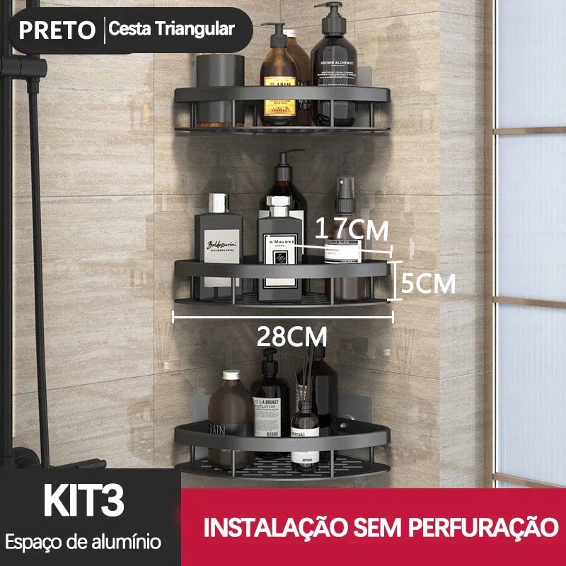 KIT 2 Suporte De Shampoo Prateleiras De Banheiro Sem Furo