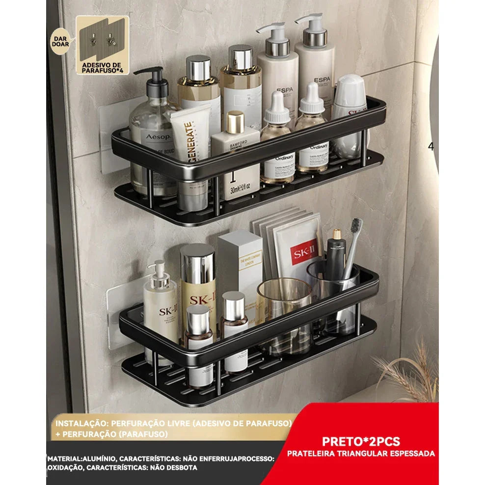 KIT 2 Suporte De Shampoo Prateleiras De Banheiro Sem Furo