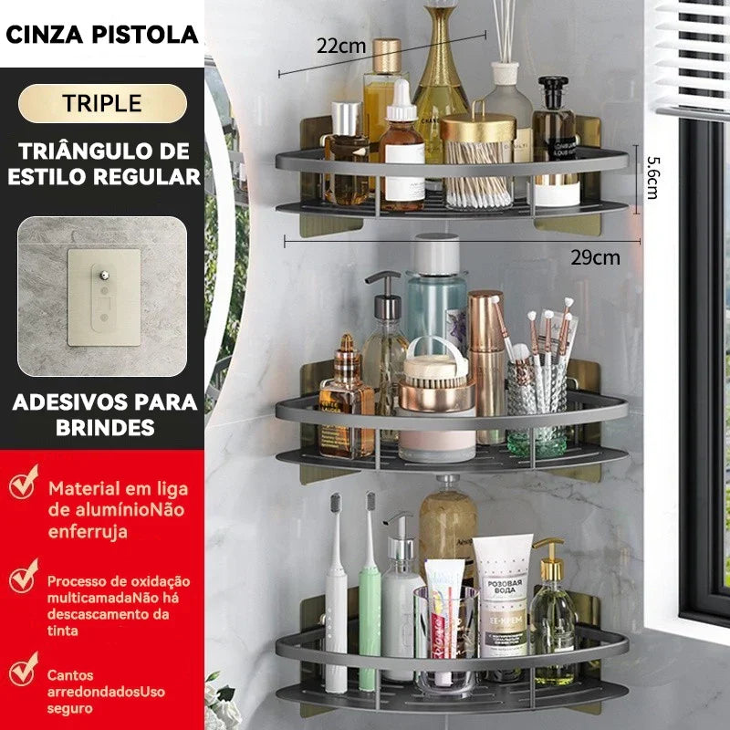 KIT 2 Suporte De Shampoo Prateleiras De Banheiro Sem Furo