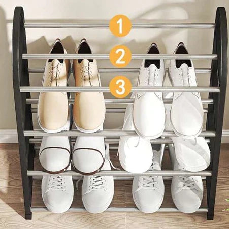 Sapateira Simples De Tubos De Aço Com 4 Andares Para Quarto Dormitório Sala