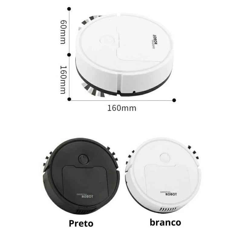 Robô Varredora/Aspirador De Pó  Automática 3 Em 1 Limpeza Doméstica Robótico Inteligente E Silencioso