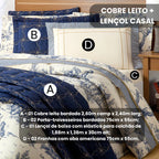 Kit COMPLETO 09 Peças EDREDOM + COBRE LEITO + LENÇOL