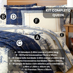 Kit COMPLETO 09 Peças EDREDOM + COBRE LEITO + LENÇOL