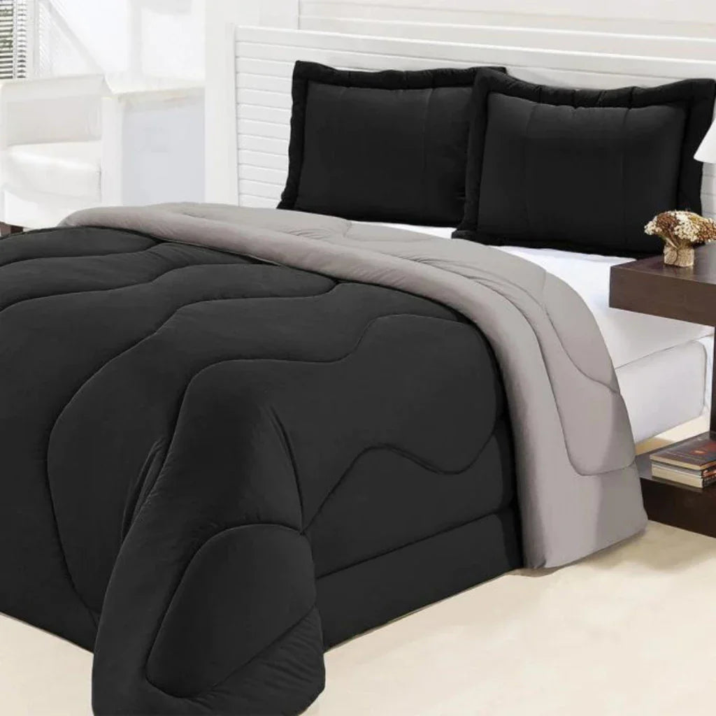 Kit Edredom Dupla Face Malha Gel