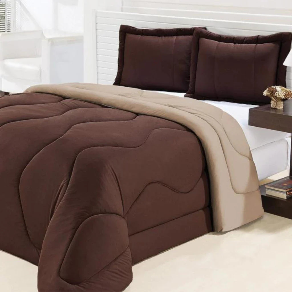 Kit Edredom Dupla Face Malha Gel