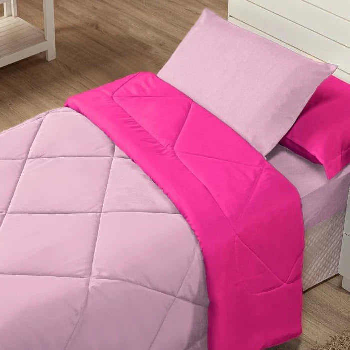 Kit Edredom Solteiro Dupla Face 4 Peças