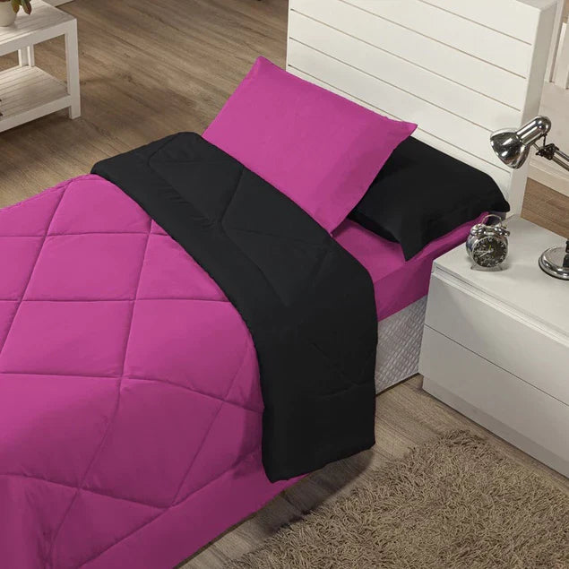 Kit Edredom Solteiro Dupla Face 4 Peças