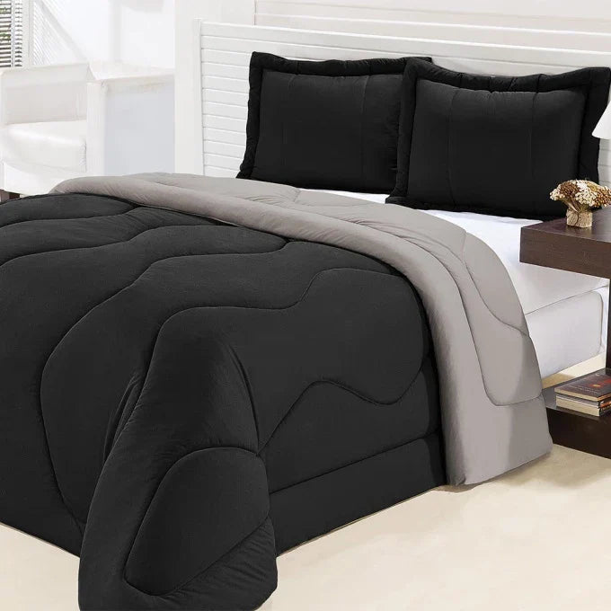 Kit Edredom Dupla Face Malha Gel