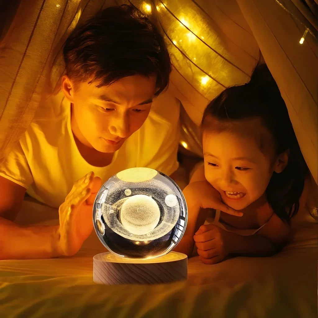 Luminária 3D de Cristal com LED Multicolor