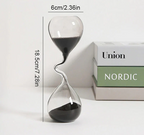 Ampulheta Curva de Vidro com Areia Preta