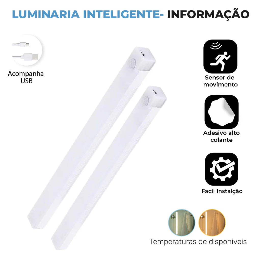 Luminária Inteligente Ultra LED com Sensor de Movimento sem Fio e Recarregável [COMPRE 1 LEVE 2]